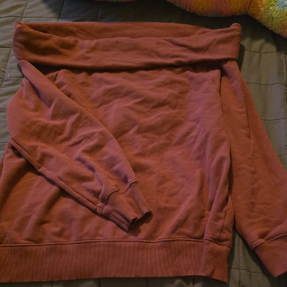 American Eagle Outfitters Off-Shoulder Sweater in Rich Brown